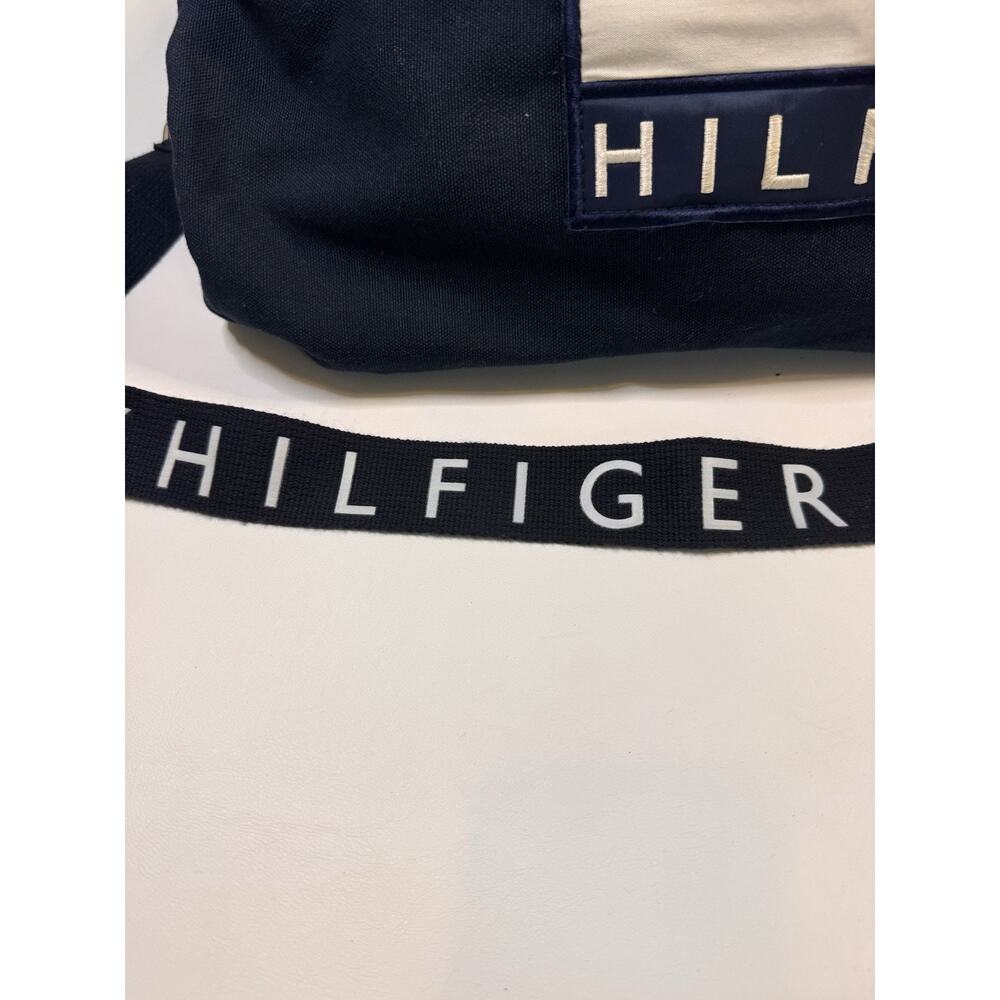 Tommy Hilfiger Bag Adult Large Blue Duffle Bag 90s Logo Canvas Distressed Mens - Picture 3 of 12